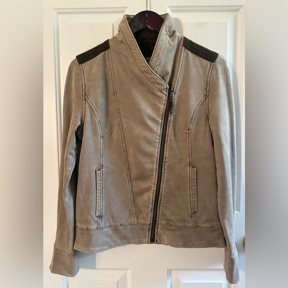 MARRAKECH Anthropologie XS French Terry Jacket Bomber Faux Suede Lightweiht Moto - Picture 2 of 11